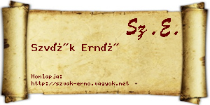 Szvák Ernő névjegykártya
